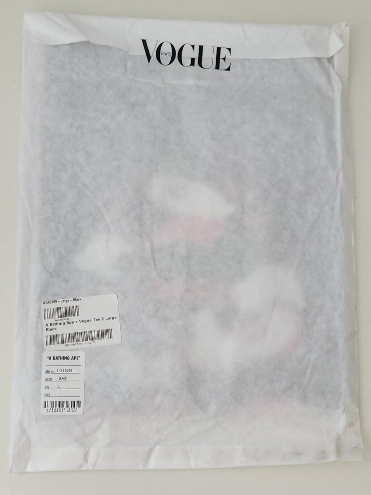 A Bathing Ape x Vogue 2 Ape Head Tee SS22 size L large black t-shirt BAPE New