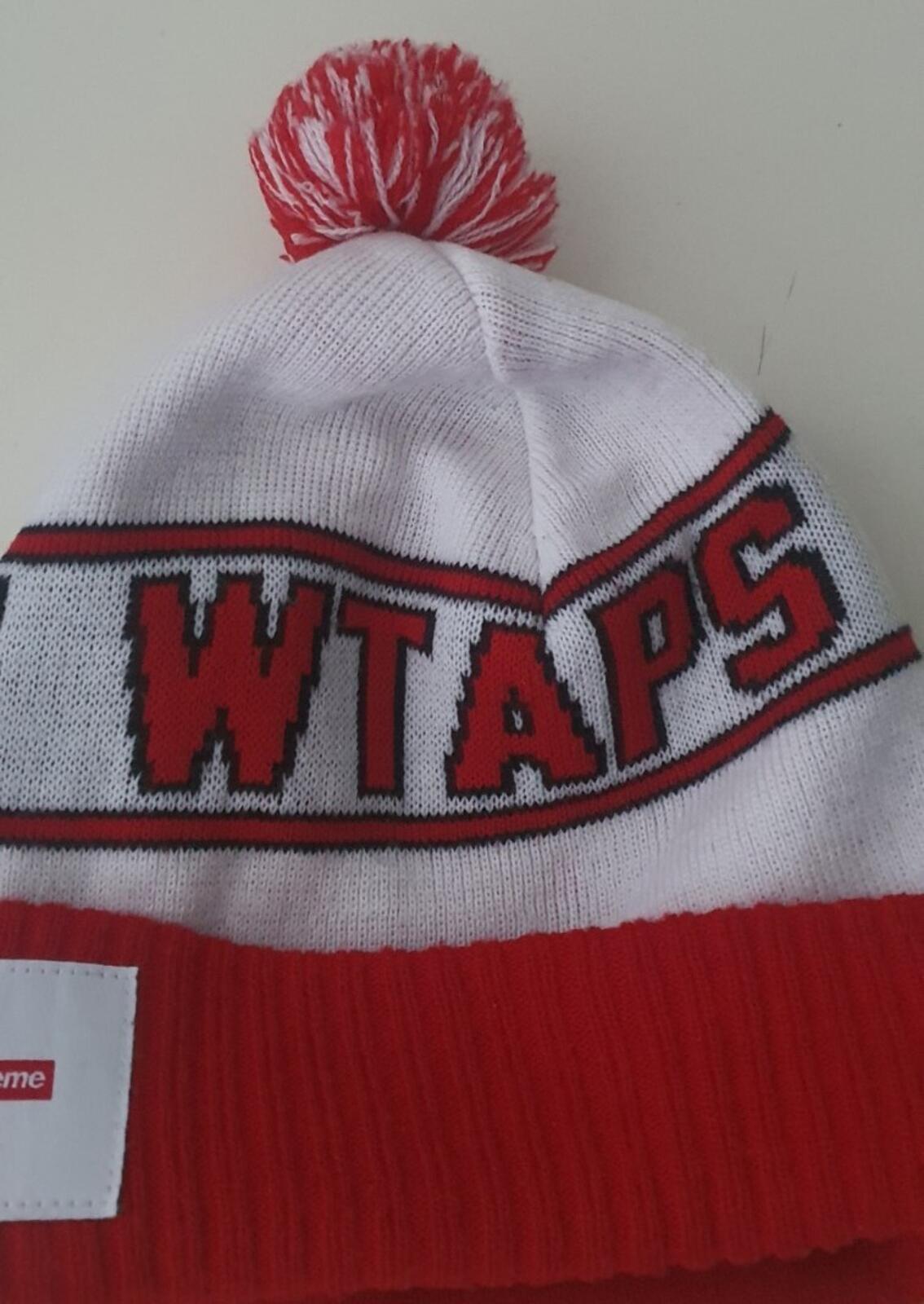 FW21 Supreme x WTAPS beanie Red White Hat