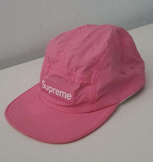 SS18 Supreme Raised Logo Patch Camp Cap Pink Nylon Hat Box Logo S/M Small Medium