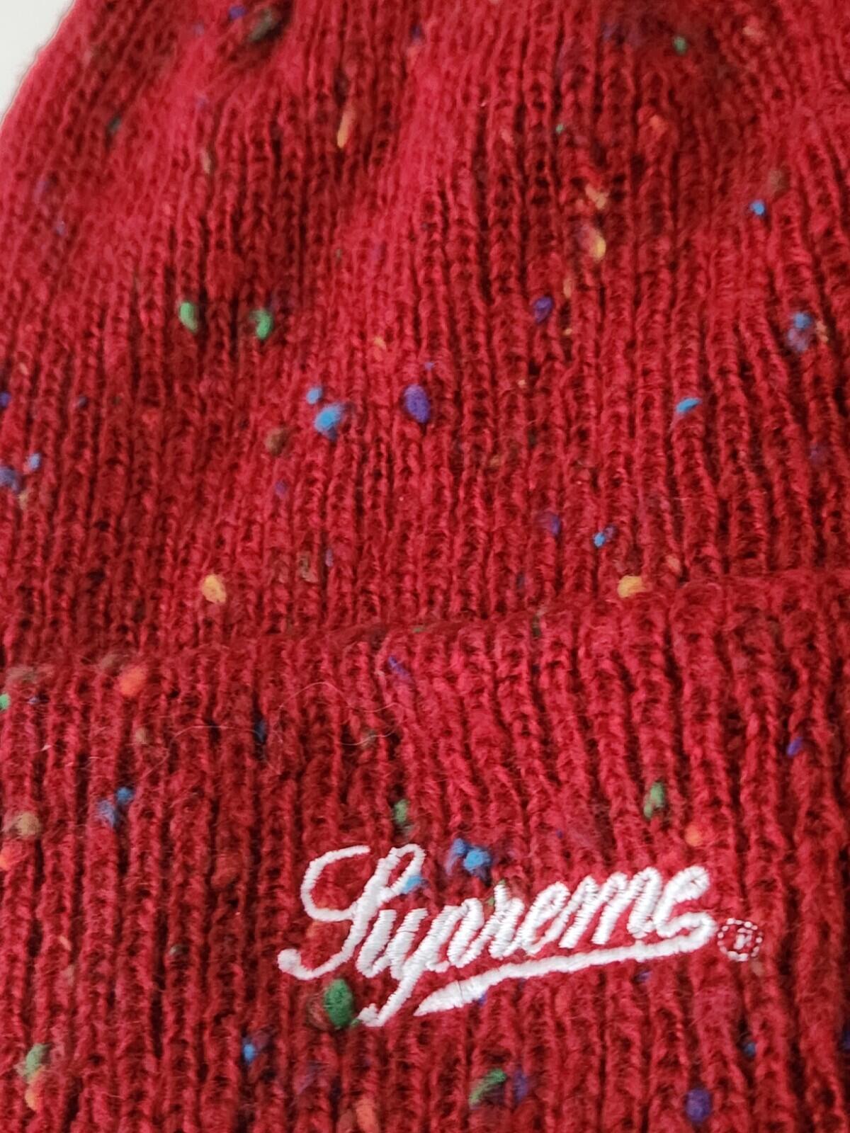FW18 Supreme Colored Speckle beanie Dark Red Hat Worn 1x