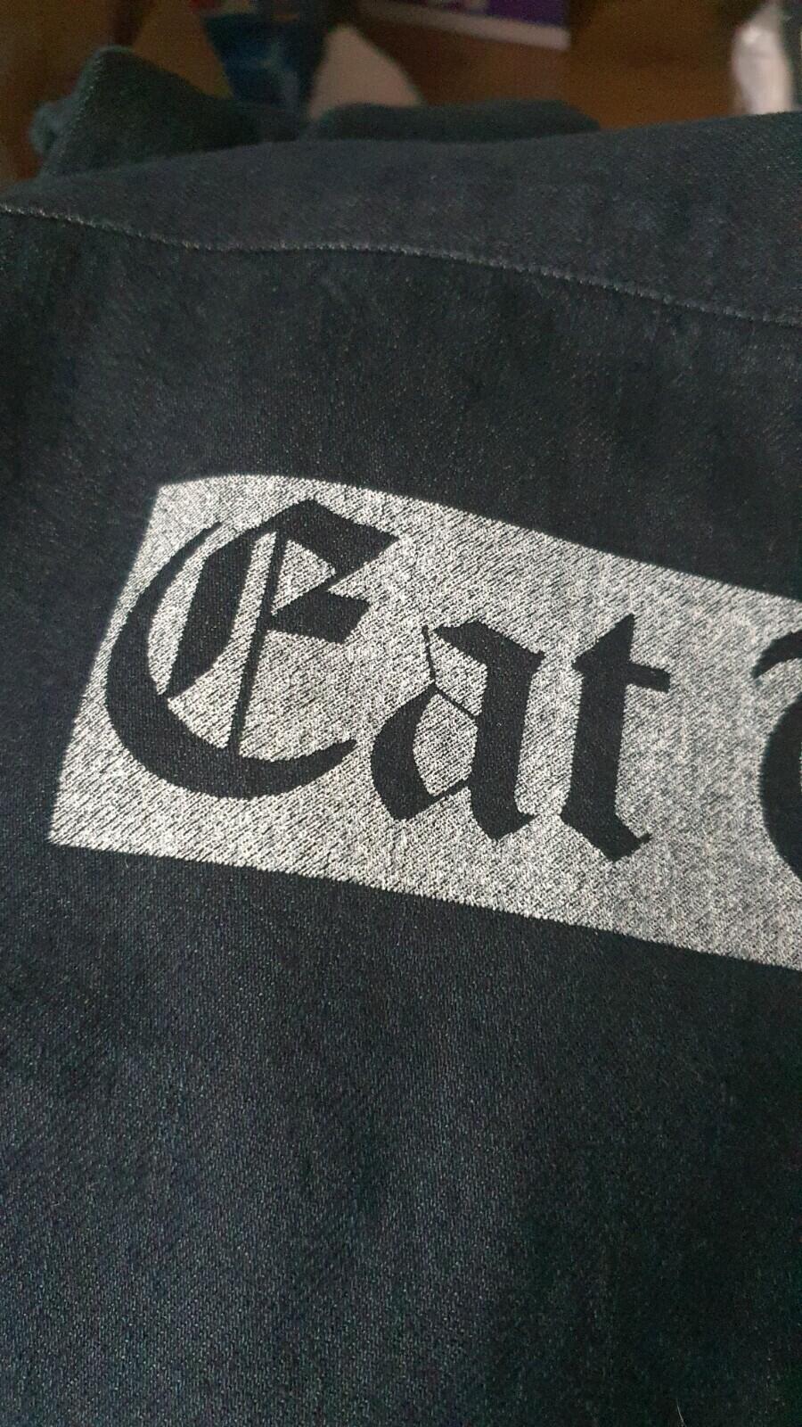 FW14 Supreme Eat The Rich Hooded Denim Shirt Indigo Größe M