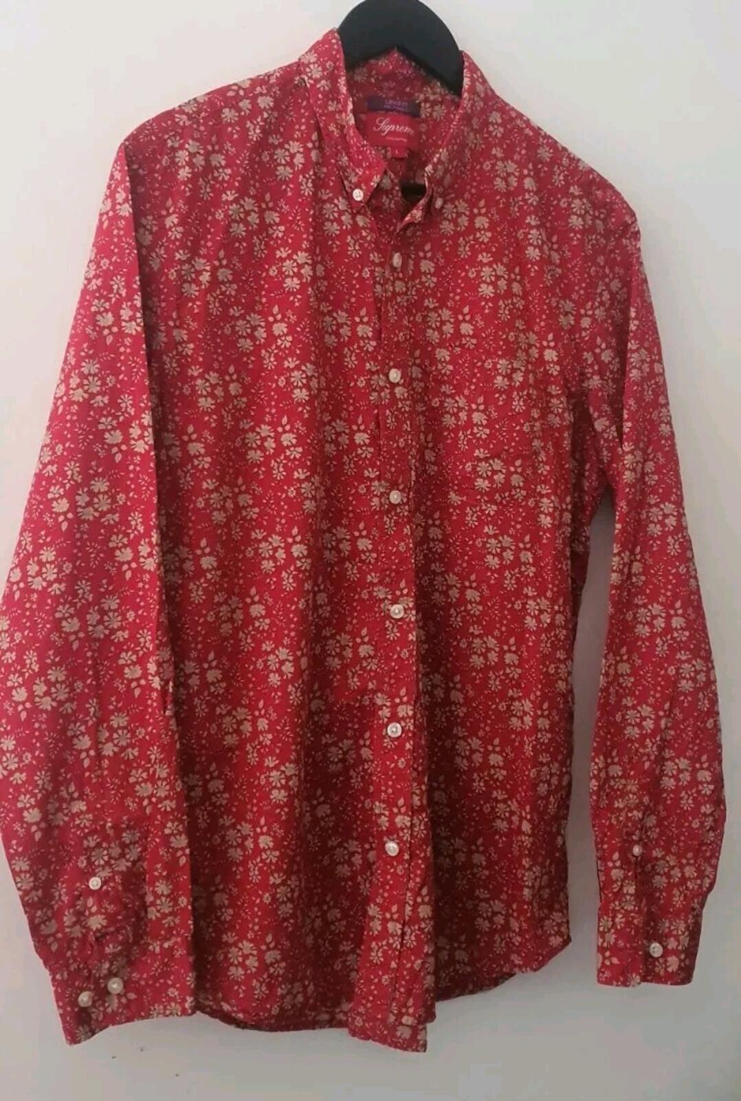 SS11 Supreme x Liberty Fabric Floral Red Shirt L Large Vintage 2011 Sehr Selten