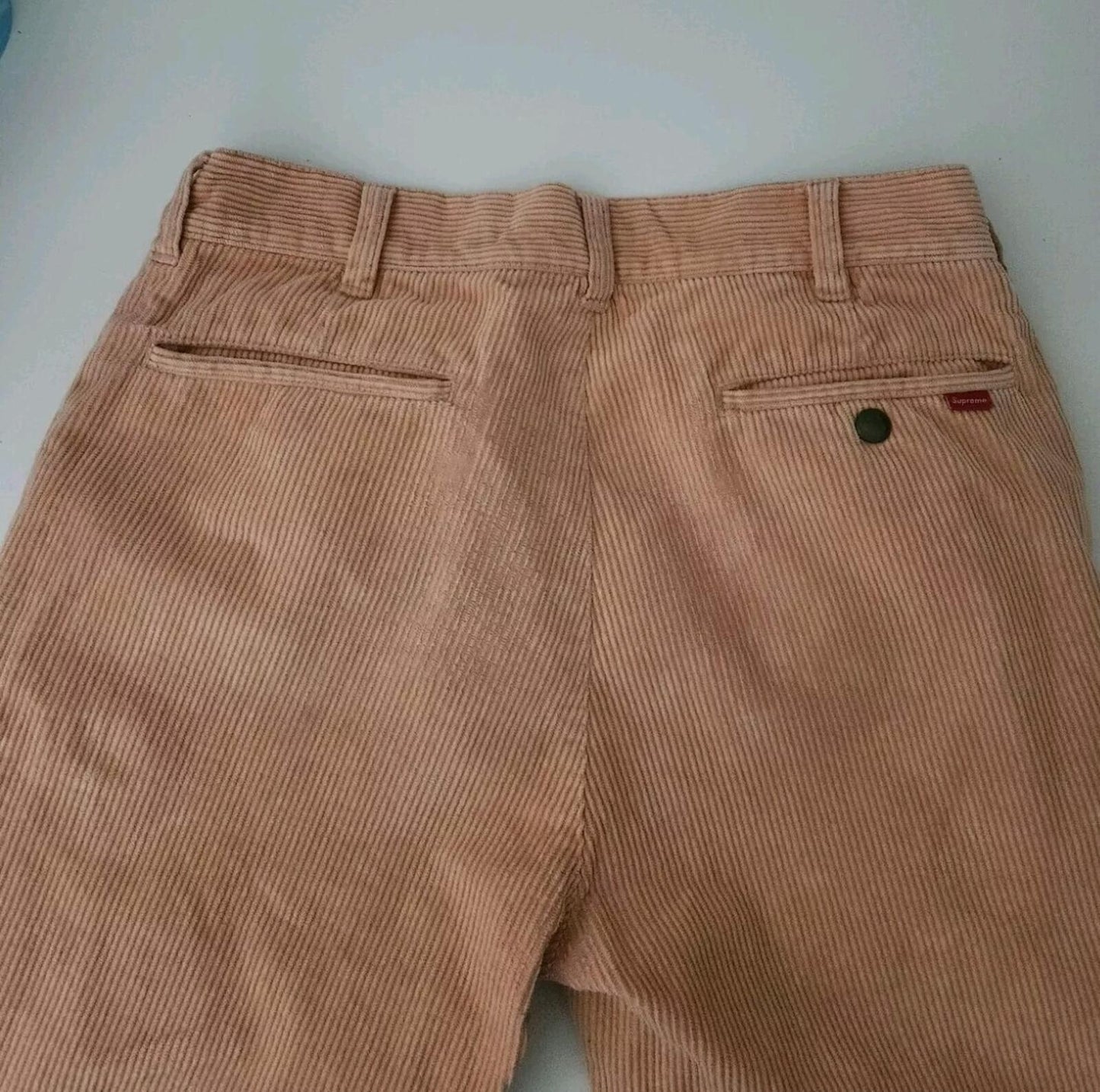 FW17 Supreme Corduroy Work Pant Größe 34 W34 L32 Reißverschluss Hose Peach