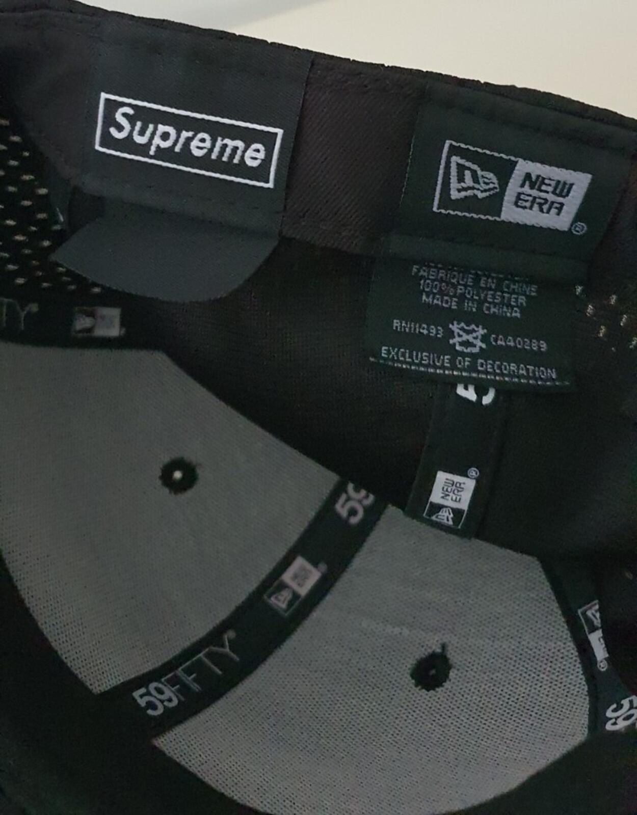 SS18 Supreme Mesh Box Logo New Era Kappe Schwarz Größe 7 1/2