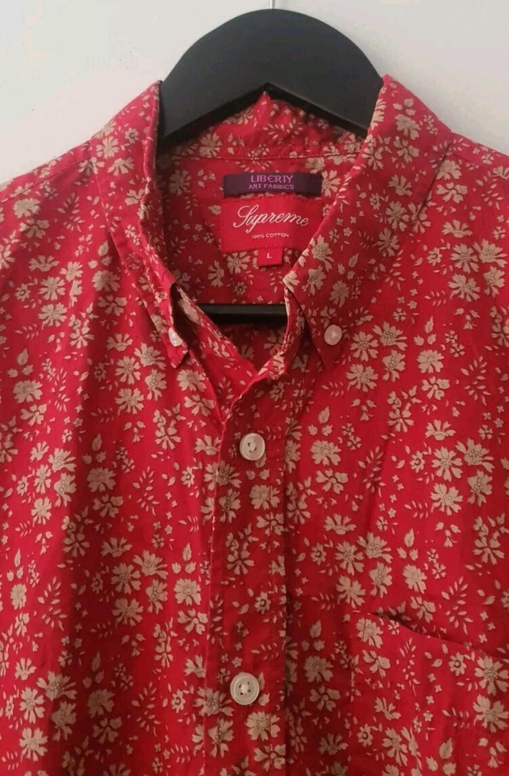 SS11 Supreme x Liberty Fabric Floral Red Shirt L Large Vintage 2011 Sehr Selten