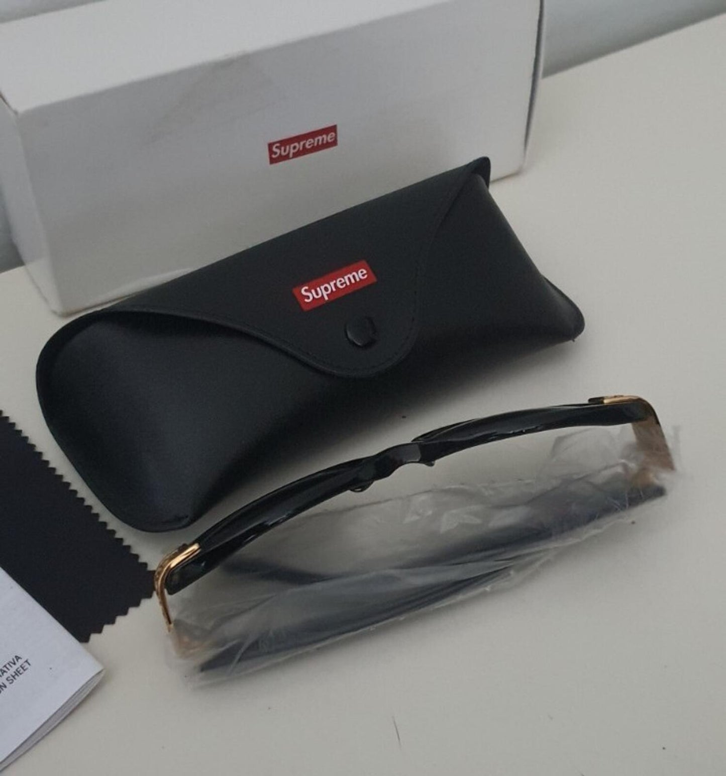 SS18 Supreme Plaza sunglasses Black Gold made in Italy