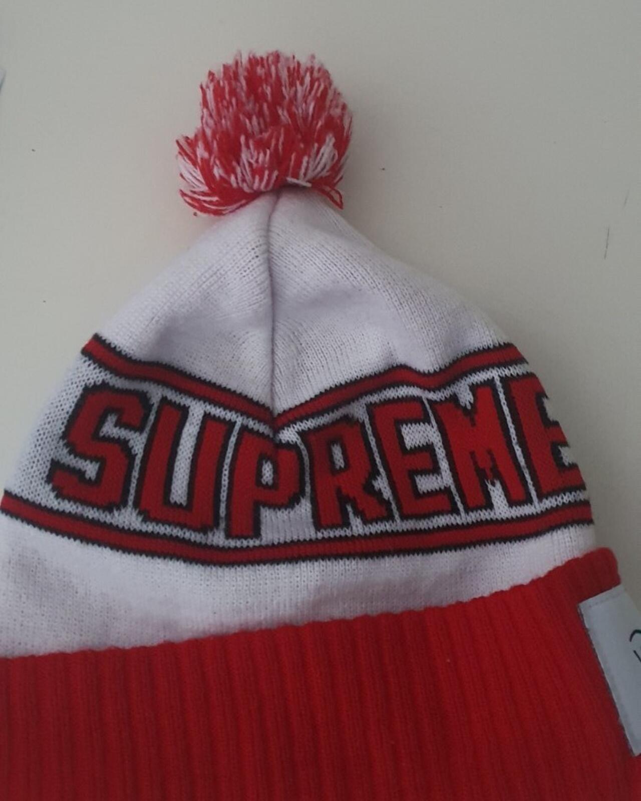 FW21 Supreme x WTAPS beanie Red White Hat