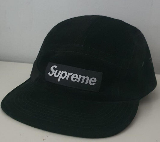 Gorra SS18 Supreme Suede Camp Negra Piel Logotipo