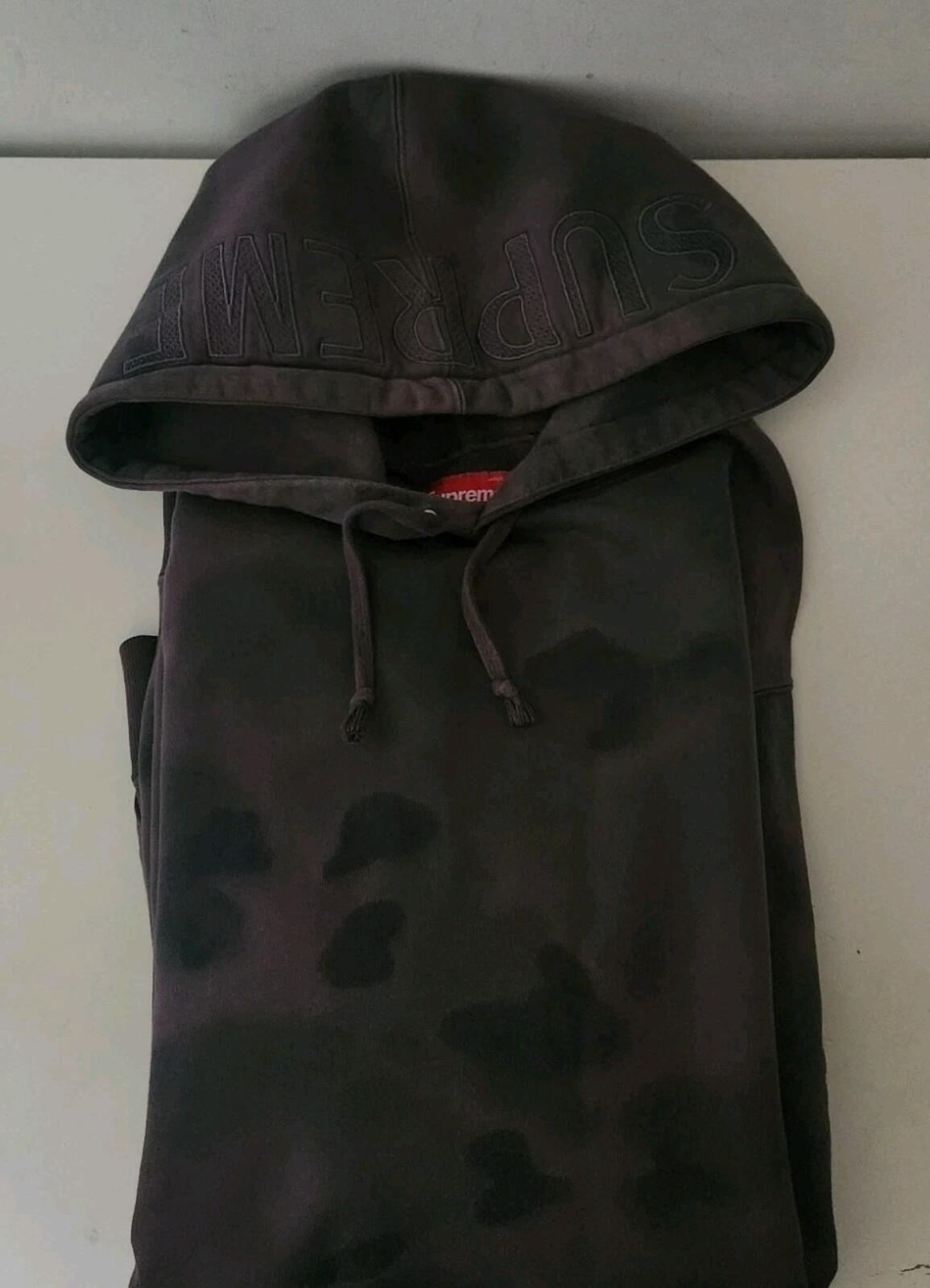 SS20 Supreme Overdyed Hooded Sweatshirt Size L Large hoodie Black Painted Camo
