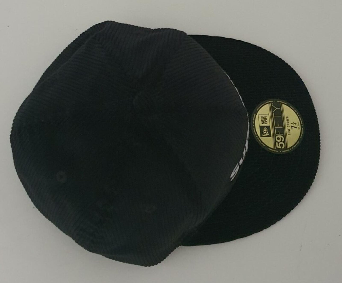 FW15 Supreme New Era 59Fifty Box Logo corduroy black hat size 7 1/4 Rare Cap