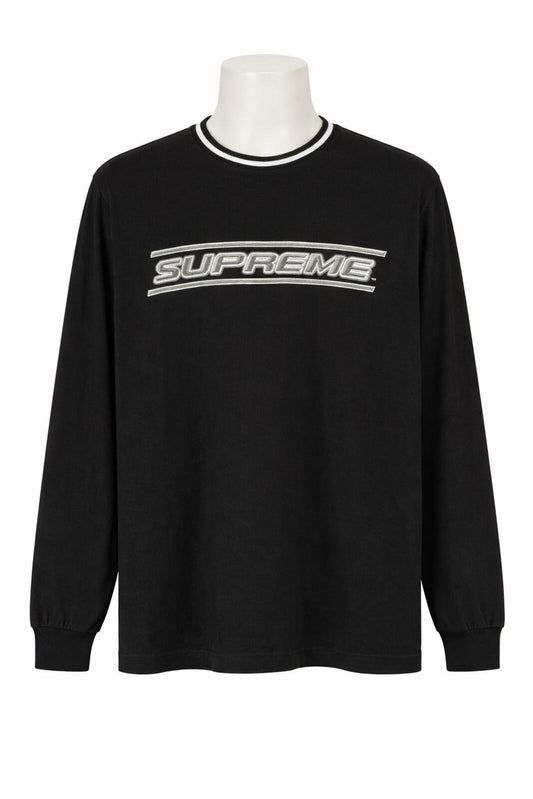 SS18 Supreme Bevel L/S Top Black Größe XL