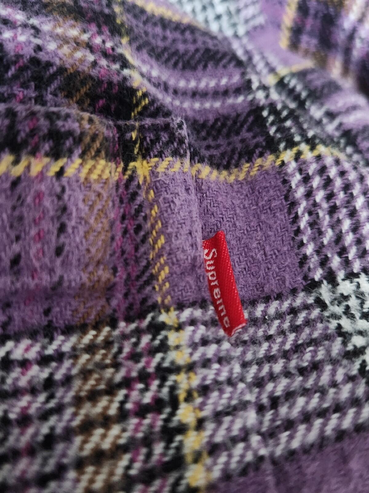 SS18 Supreme Hooded Plaid Flannel Shirt size M medium purple grey