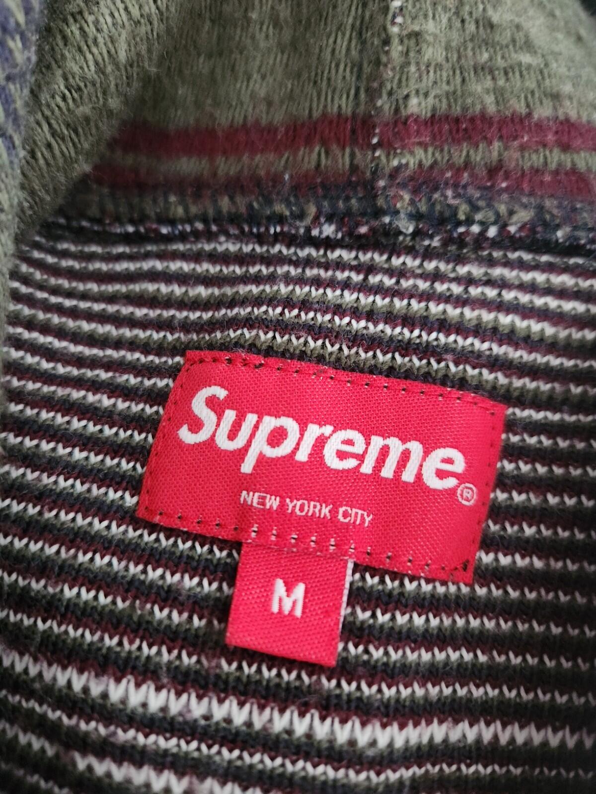 FW18 Supreme Knit Stripe Hooded L/S Top Hoodie Size M Medium Made In Portugal