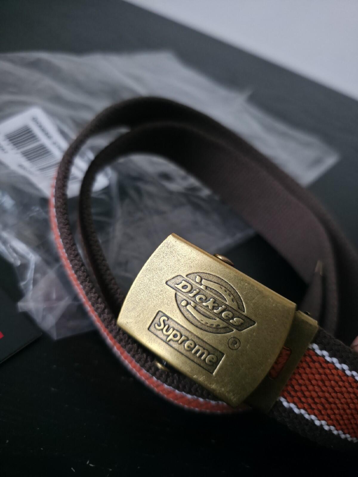 SS22 Supreme x Dickies Stripe Webbing Belt Brown