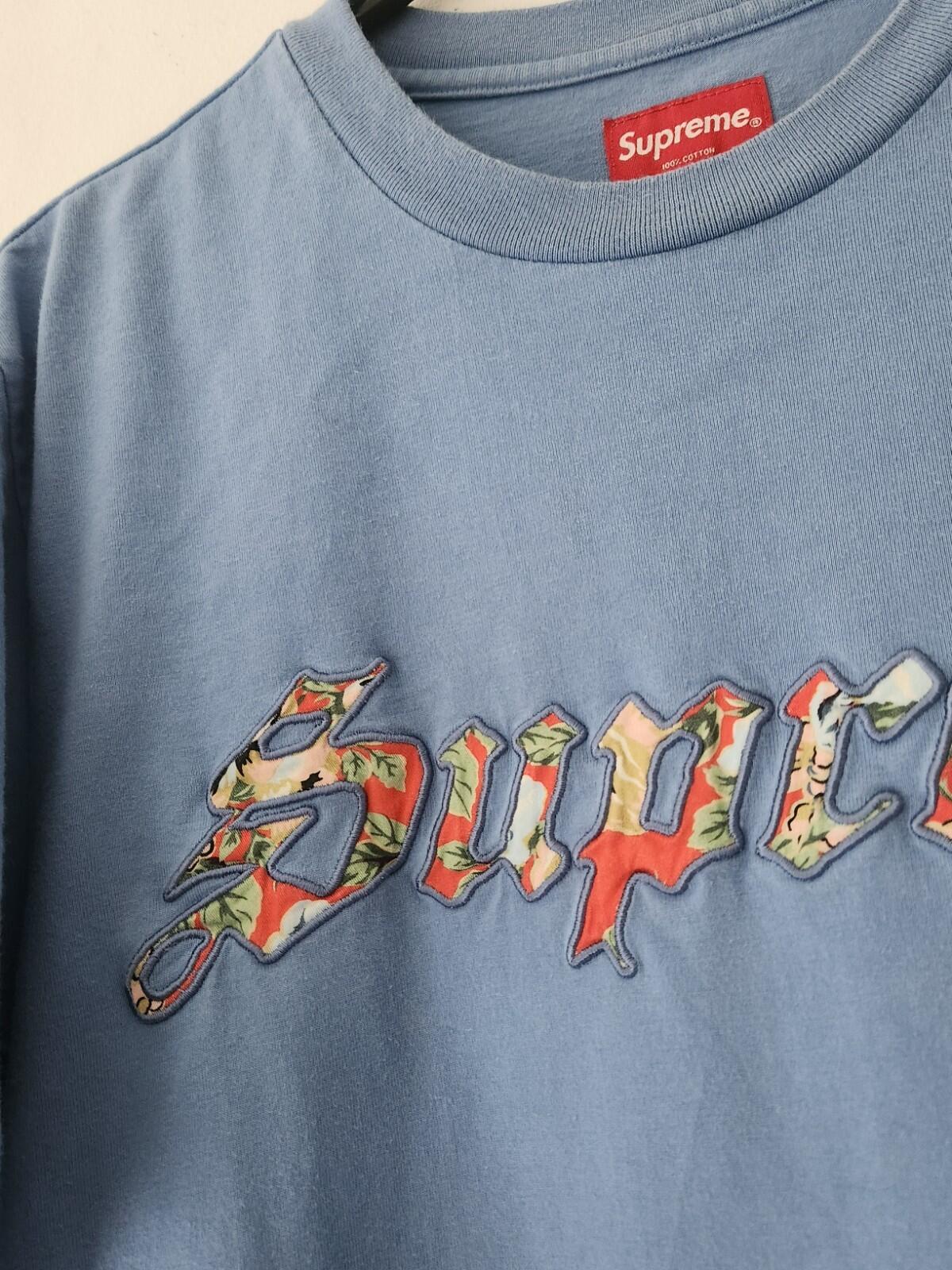 SS21 Supreme Floral Appliqué S/S Top T-Shirt Größe M Medium Hellblaues T-Shirt