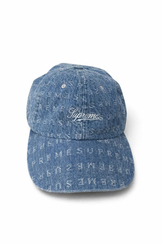 Gorra de 6 paneles de mezclilla con logotipos de Jacquard Supreme SS20, color azul
