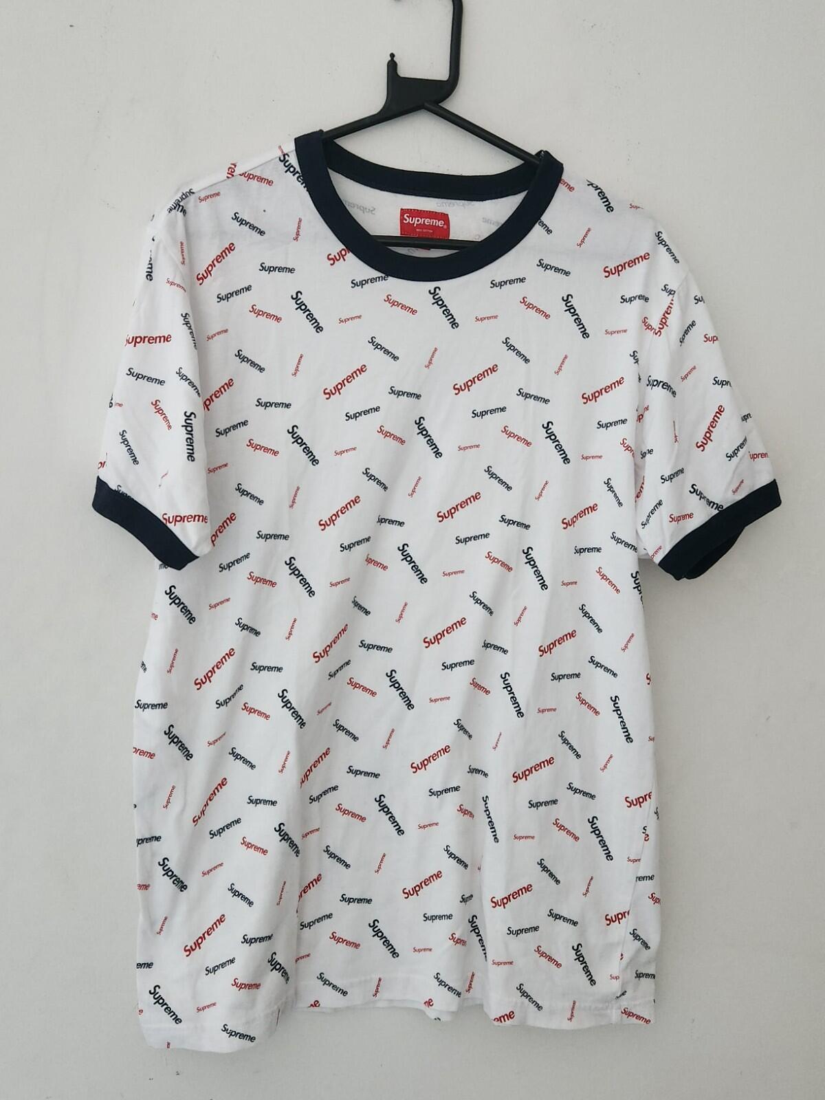 FW18 Supreme Scatter Ringer Tee size M Medium White T-shirt Short Sleeve Top New