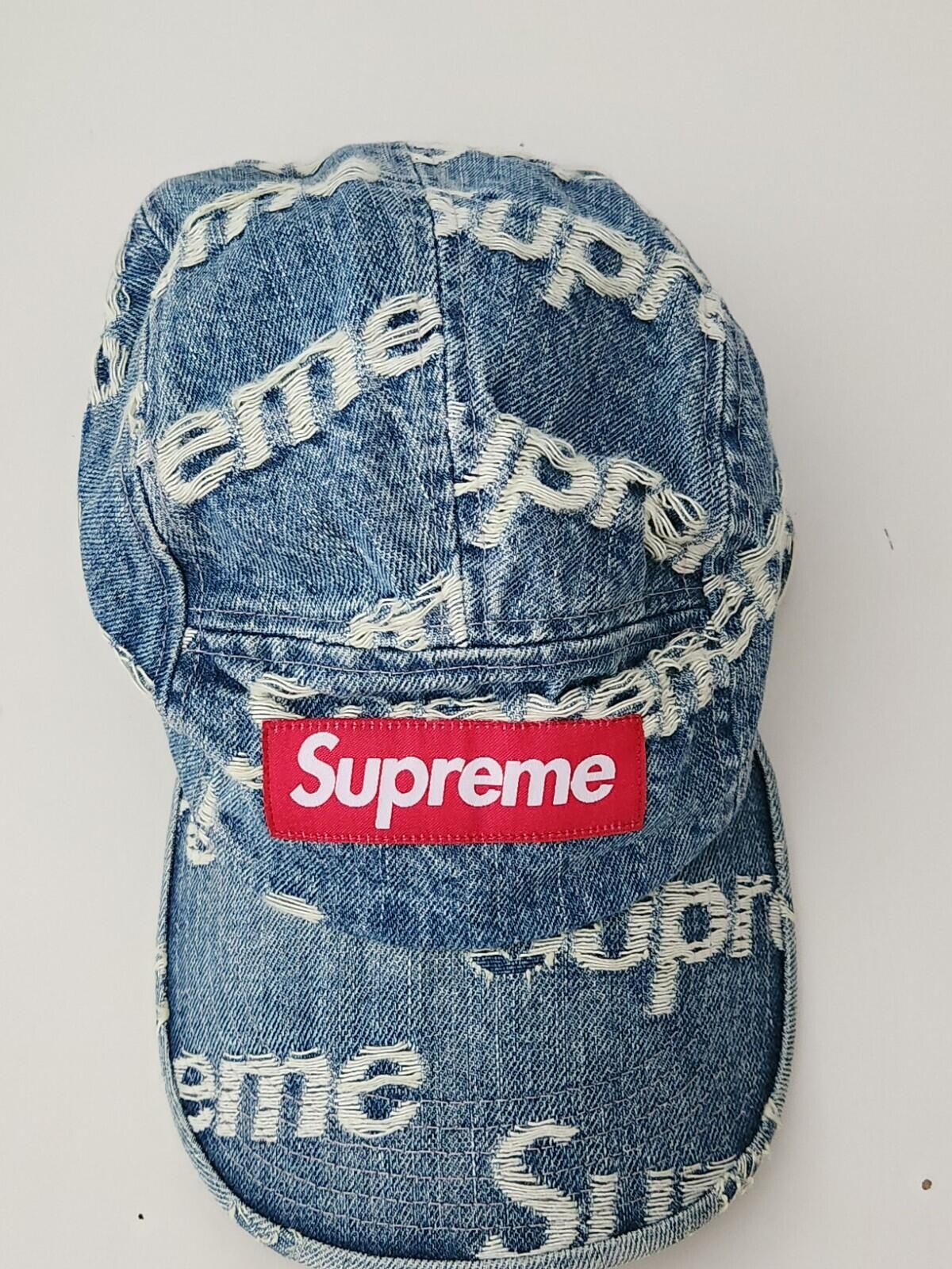 SS21 Supreme Frayed Logos Denim Camp Blue