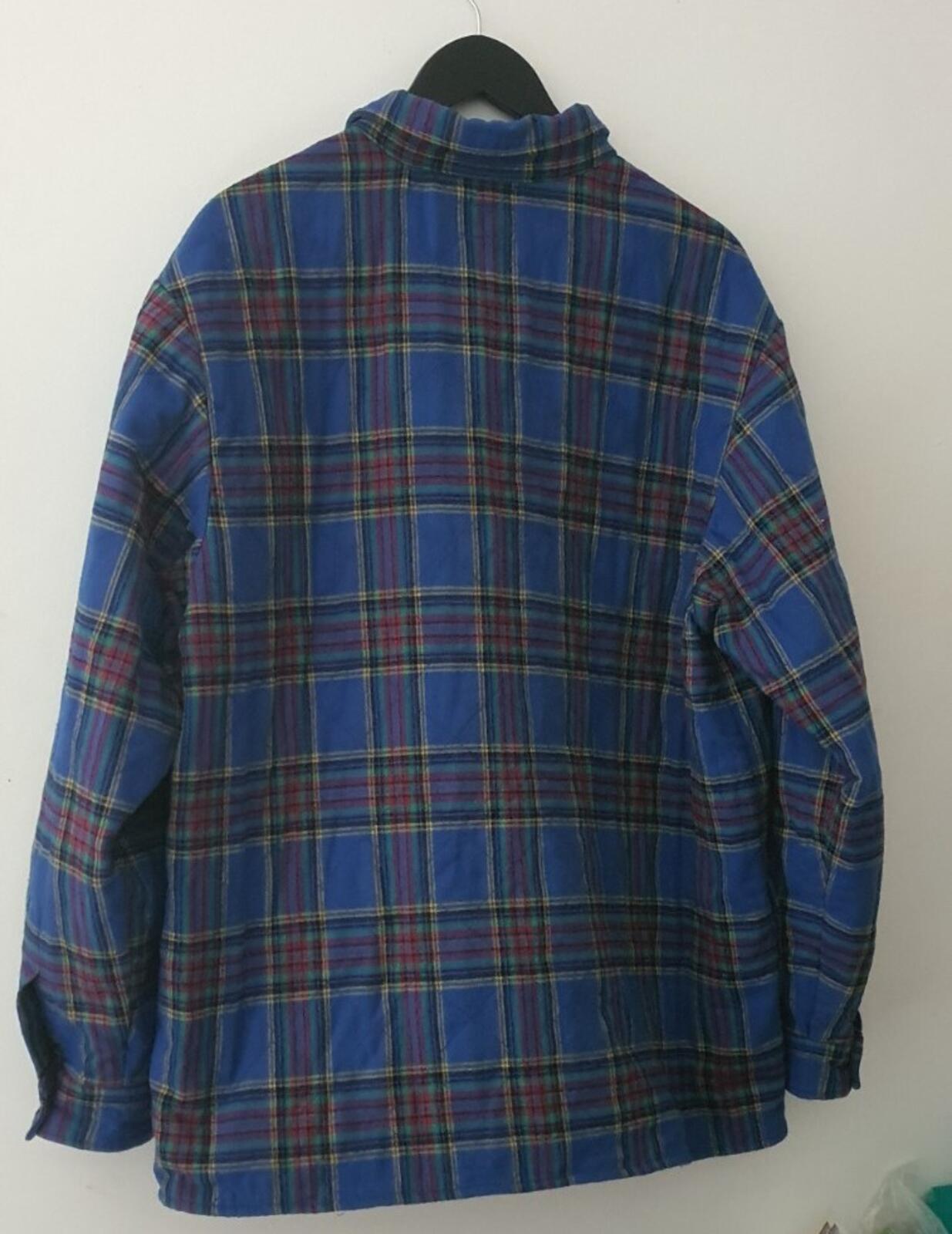 FW21 Supreme Quilted Plaid Flannel Shirt Blue Size XL