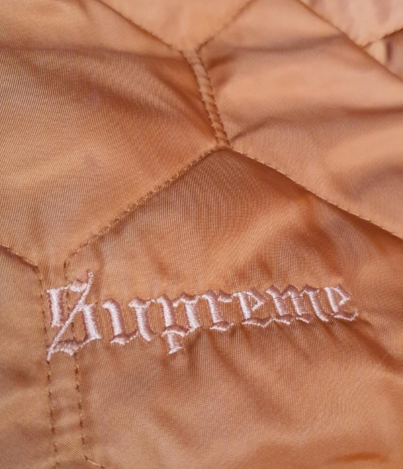 FW15 Supreme Quilted Flight Satin Parka Orange Jacke M Medium Mantel Selten