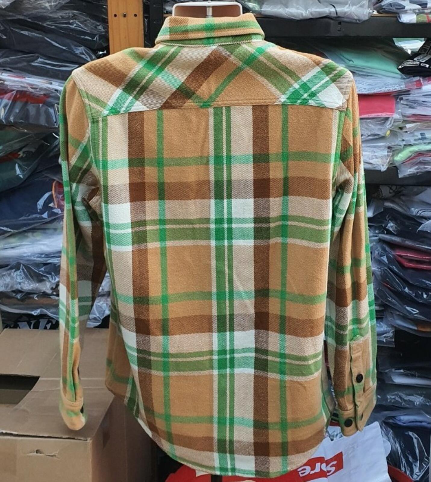 FW14 Supreme Heavyweight Plaid Flannel Hemd braun grün M mittelschwer Vintage