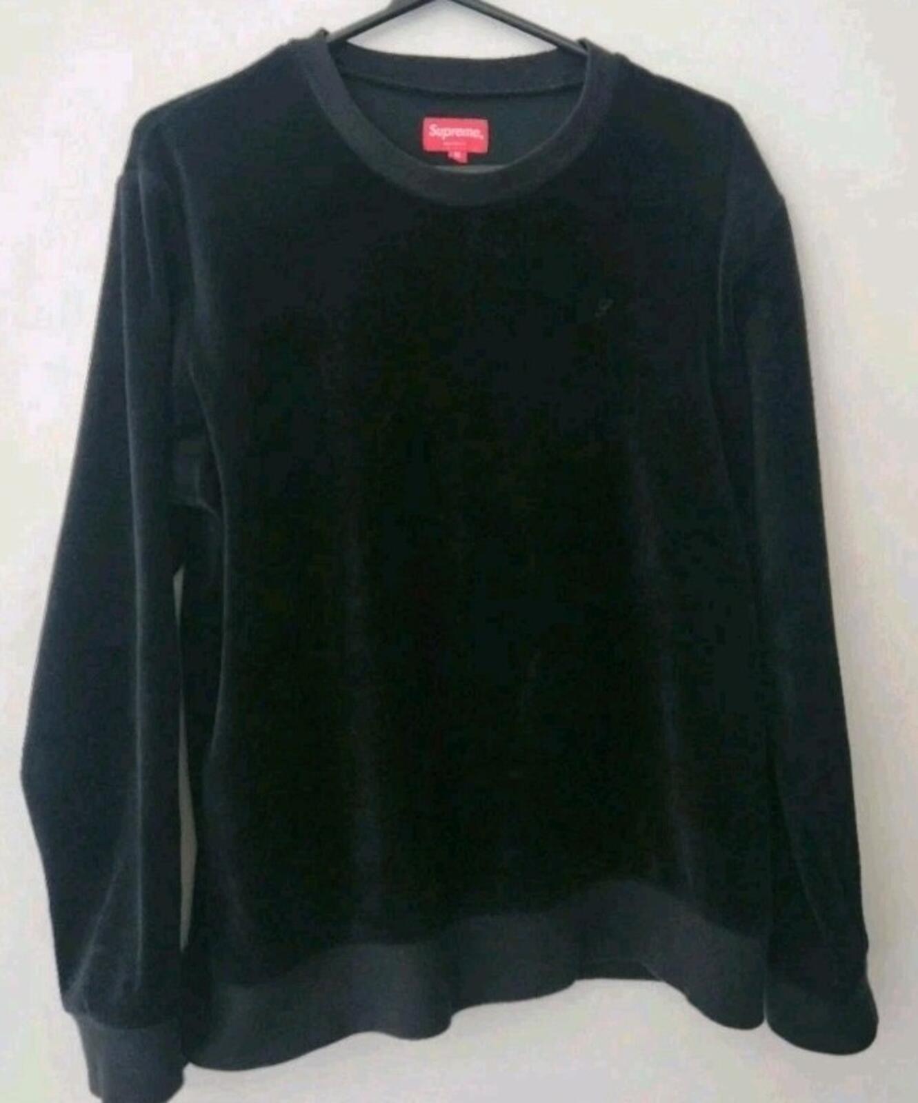 FW17 Supreme Velour Warm Up Pant + Crewneck Set black size S small & M Medium