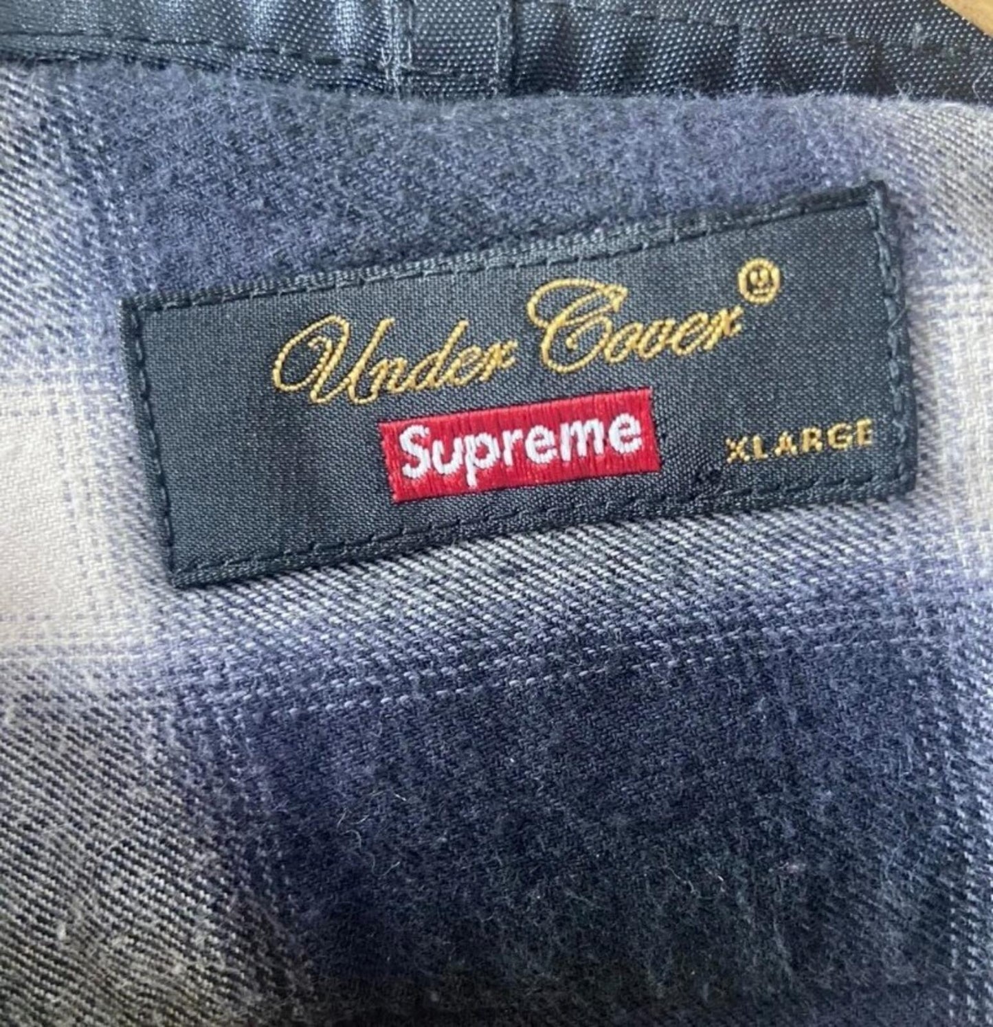 SS15 Supreme x Undercover Satin Hooded Flannel Shirt Black Size XL