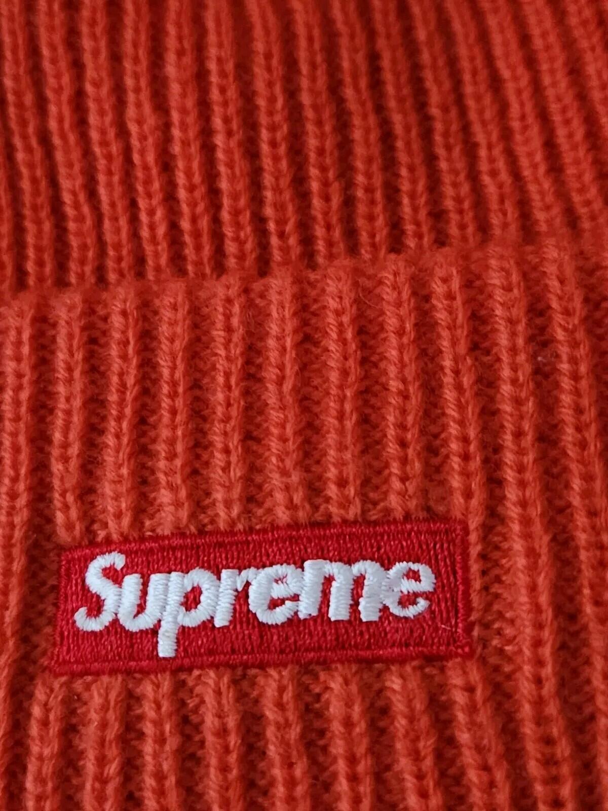 FW13 Supreme New Era beanie small box logo Very rare Orange Hat Vintage 2013