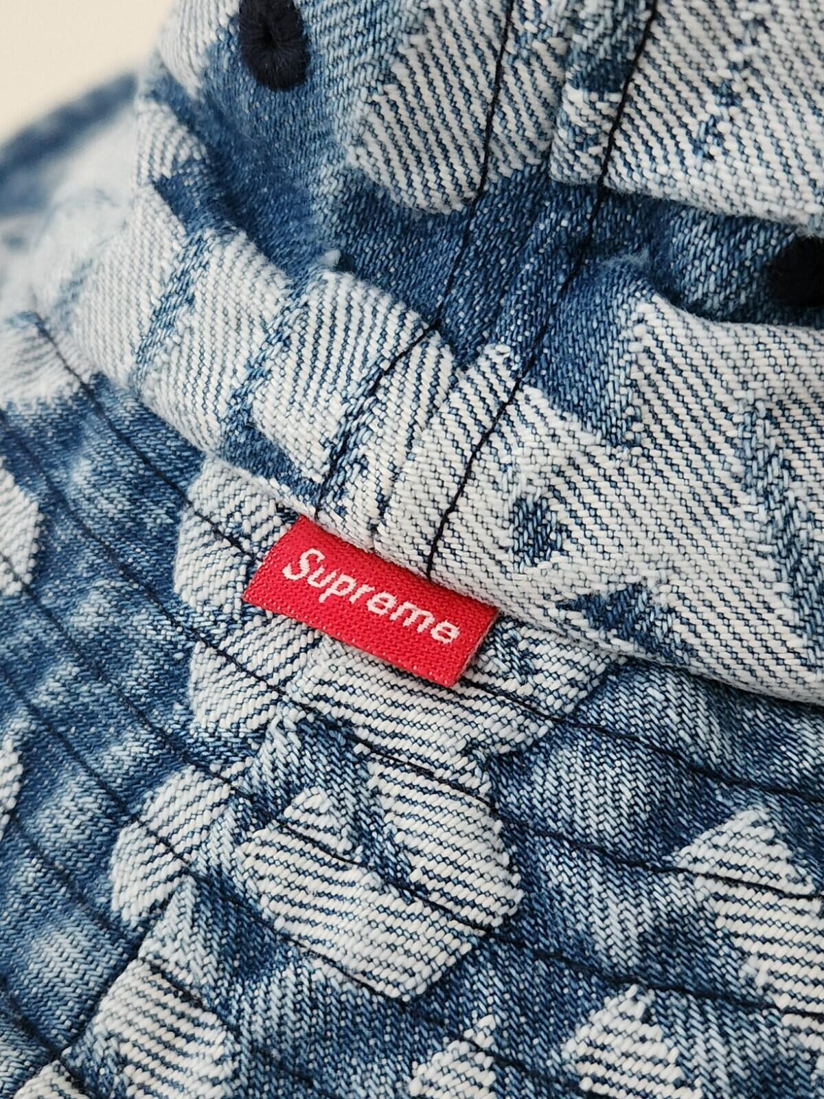 SS22 Supreme Fat Tip Jacquard Denim Crusher Hat Blue Size S/M