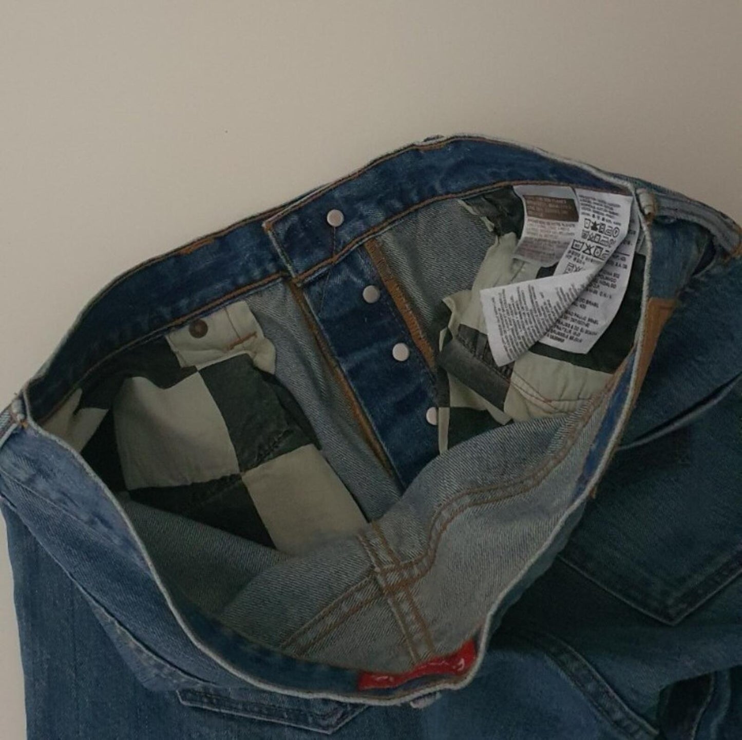 FW14 Supreme Levis Custom Fit 501 jeans 34 W34 L32 Levi's Blue Denim Checker