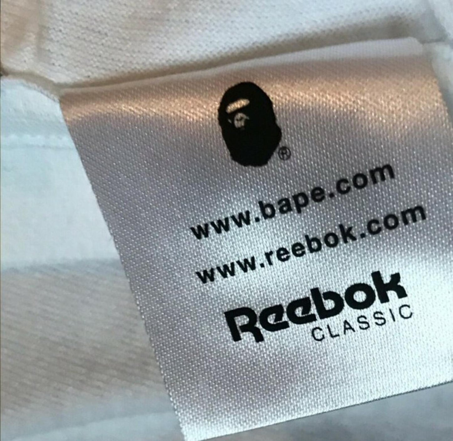 A BATHING APE x REEBOK Classic 002 Tee White Size XL BAPE