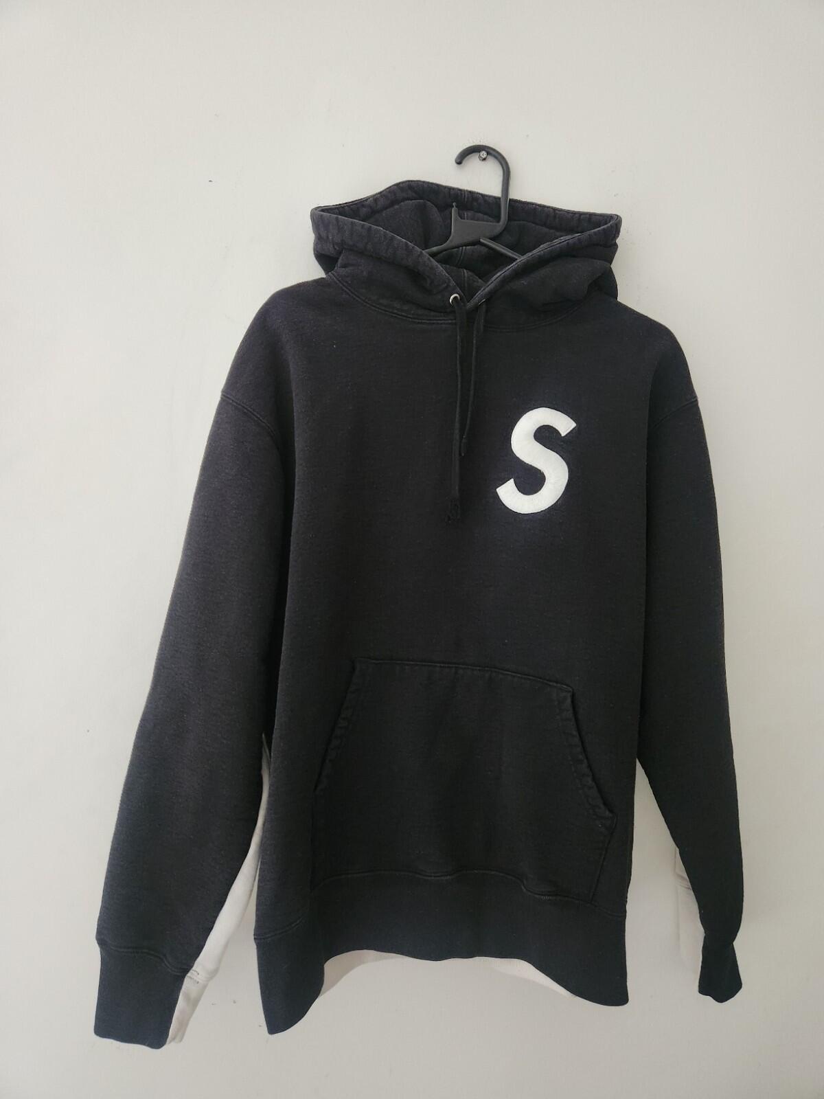 FW21 Supreme S Logo Split Hooded Sweatshirt M Medium hoodie Black White