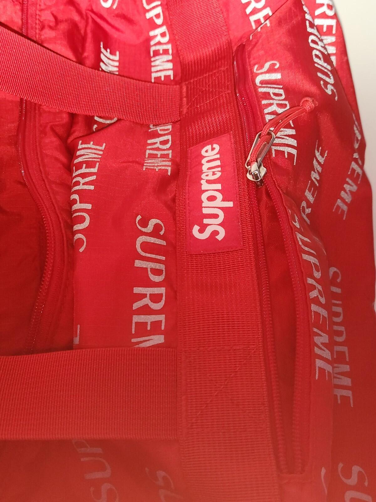 FW16 Supreme 3M Reflective Repeat Duffle Bag Red Bag