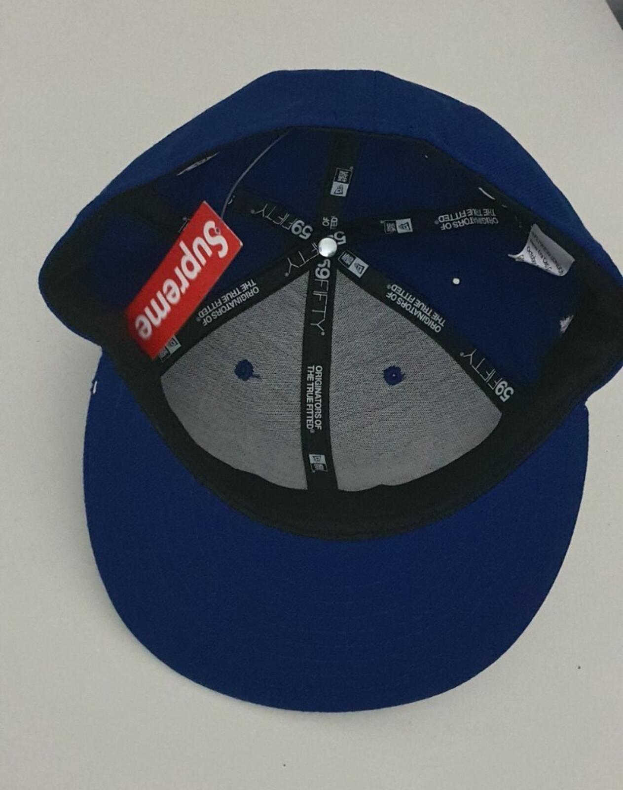 SS12 Supreme NO 1 Script New Era 59fifty fitted cap size 7 1/4 blue hat Vintage