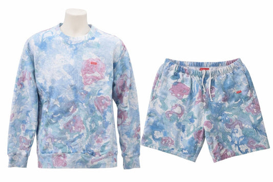 Conjunto de sudadera y pantalón corto Supreme Small Box Crewneck Watercolor Floral Talla M SS21