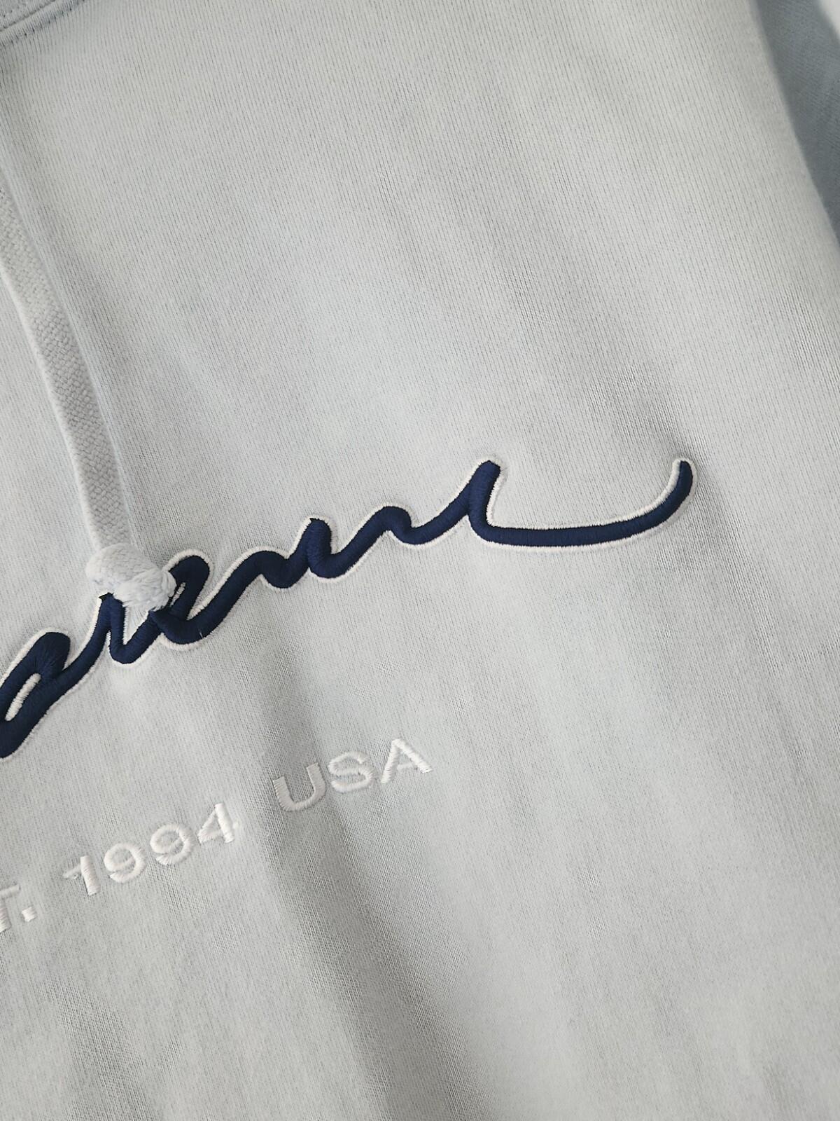 SS19 Supreme Contrast Embroidered Hoodie Ice Blue Size M