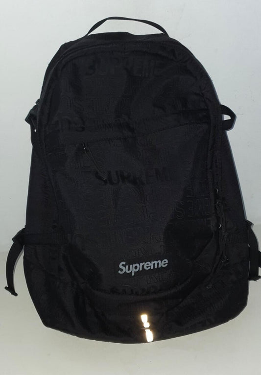 SS19 Supreme Mochila negra tejido Cordura con logo en caja, mochila