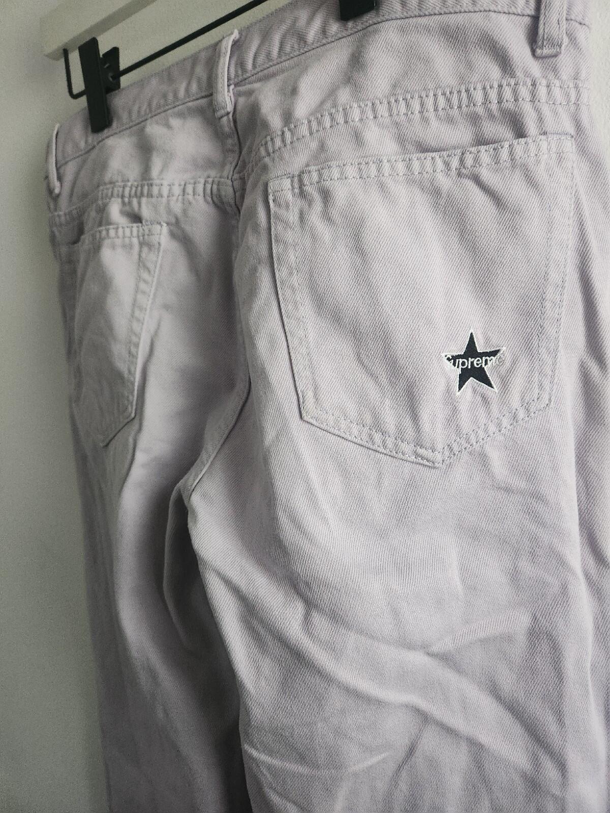 FS22 Supreme Regular Jeans 32 W32 L32 lavendelfarbene Hose Enzymwäsche 13 oz Denim
