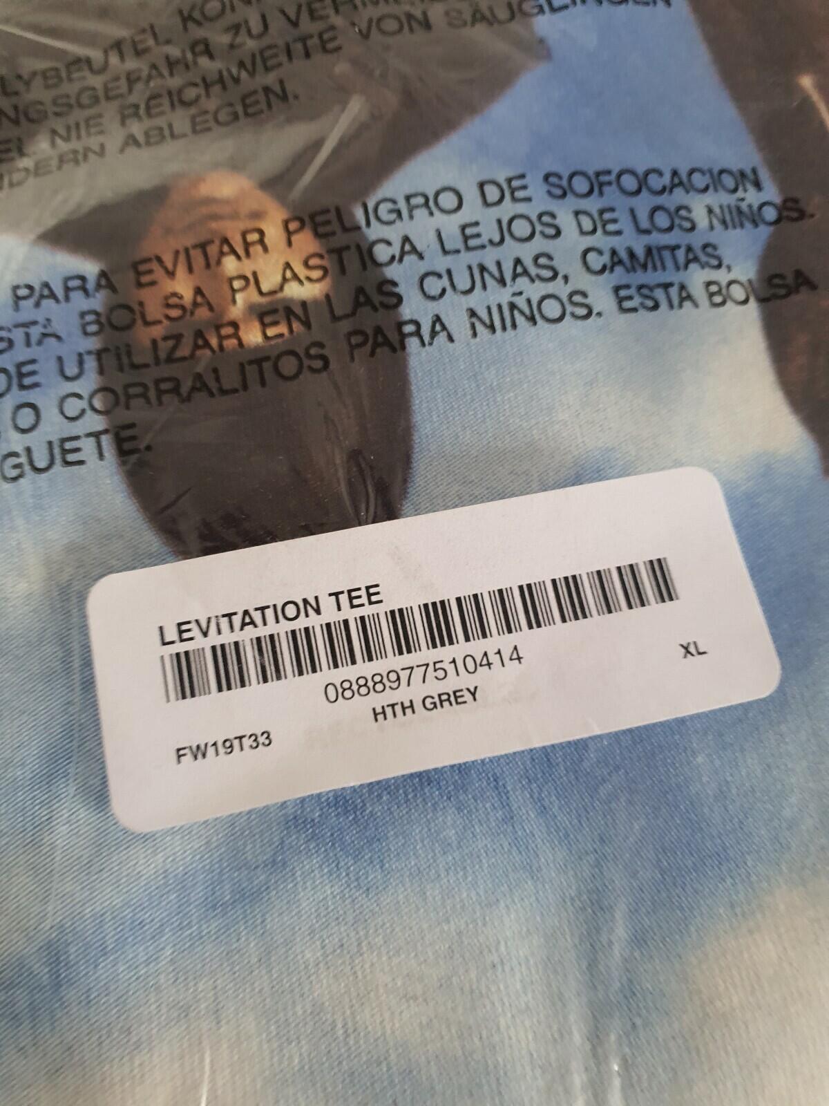 FW19 Supreme Levitation Tee Heather Grey Size XL