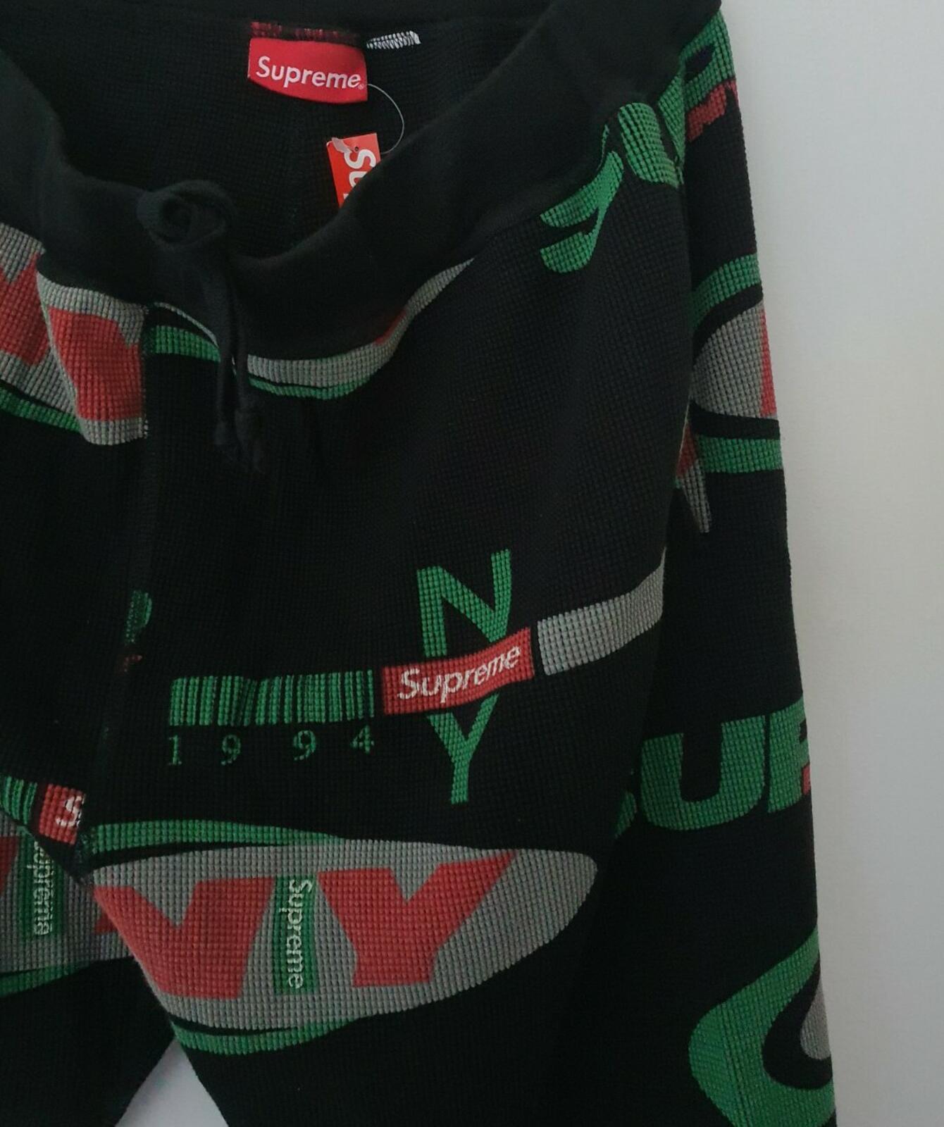 FW18 Supreme NY Waffle Thermal black pant size XL pants trousers New with tag