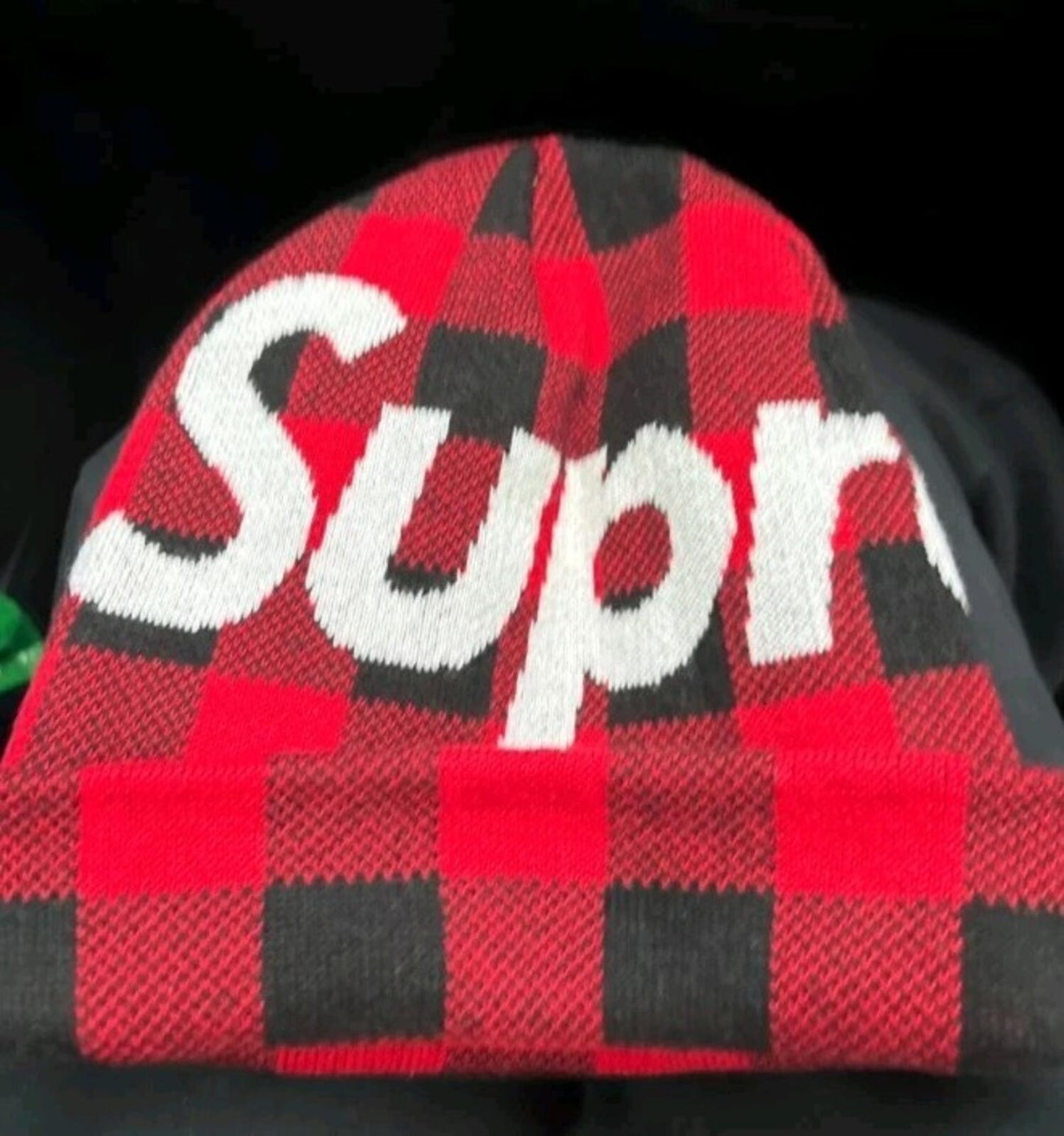 FW20 Supreme Big Logo Beanie Red Plaid Baumwolle Kaschmir Mütze