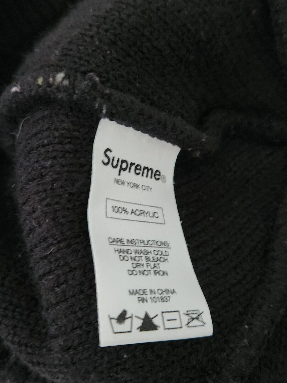 FW17 Supreme Big Stripe beanie Black Pink Yellow Hat Acrylic