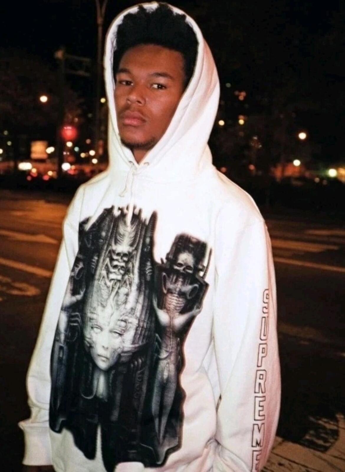 FW14 Supreme H.R Giger Hooded Sweatshirt White Size M