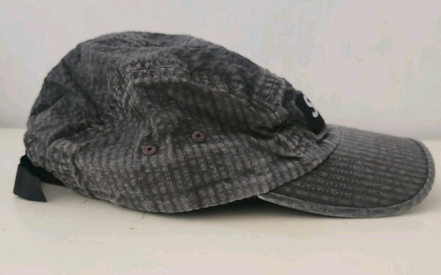 SS22 Supreme Washed Seersucker Camp Cap Black