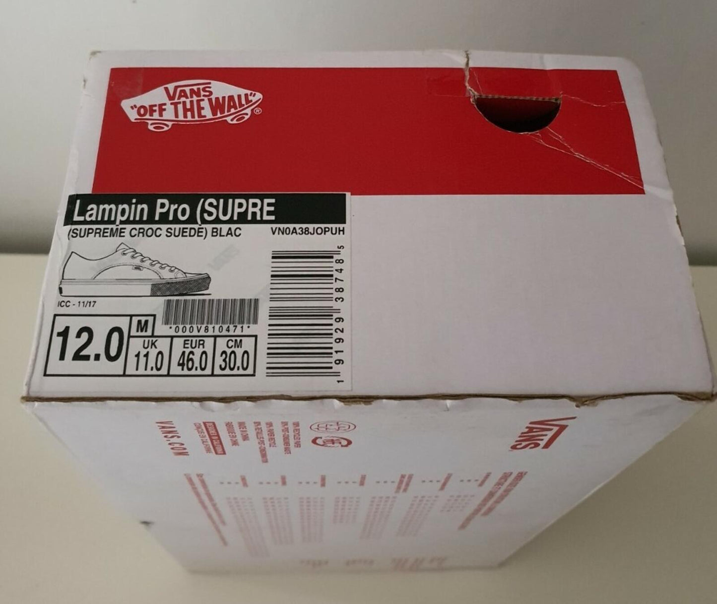 Supreme Vans Lampin Pro Croc Corduroy black / mustard trainers US 12 UK 11 EU 46