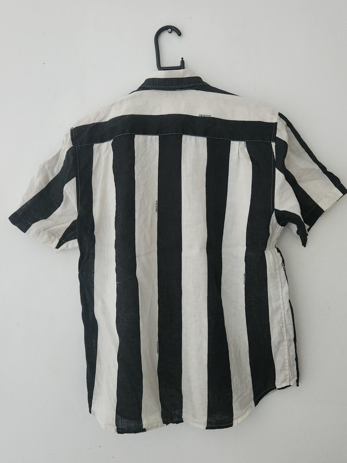 SS18 Supreme Wide Stripe Linen Shirt Black White Size M