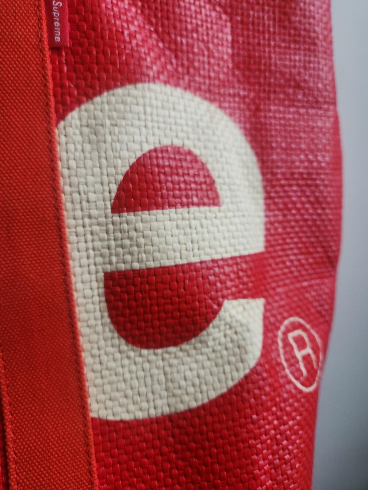 SS20 Supreme Raffia Tote Red Bag 18 oz. cotton canvas 24L big logo woven