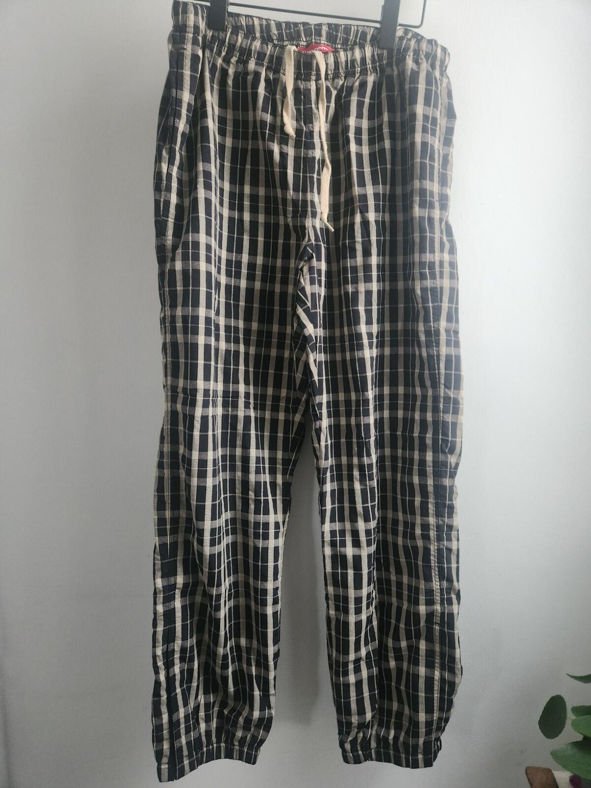 FW18 Supreme Nylon Plaid Track Pant Tan Trousers Size M Medium Nylon Pant