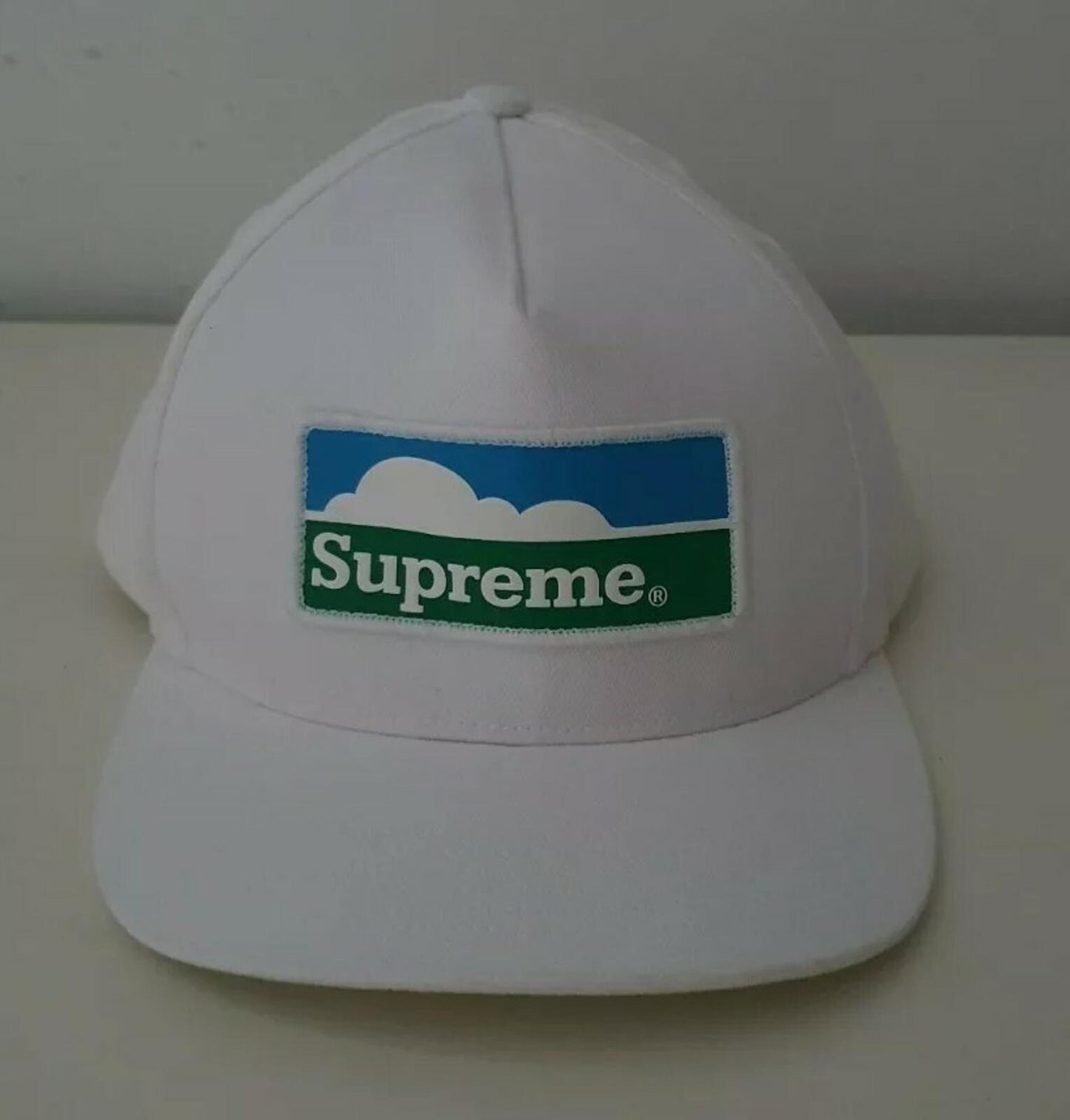 FW18 Supreme Horizon 5-panel hat white cap Farmland logo A CEASE AND DESIST
