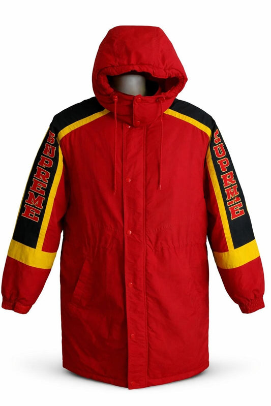 FW18 Supreme Sleeve Logo Sideline Parka Jacket Red Size M Water Resistant